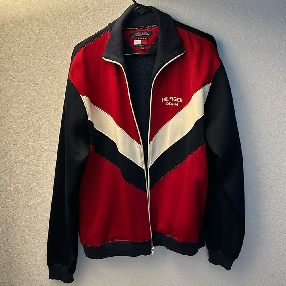 Tommy Hilfiger Jacket. XL. Red, white, and blue. Used.
